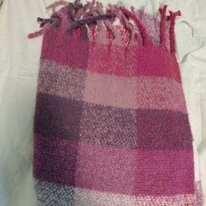 Steve Madden Pink and Purple Plaid Scarf